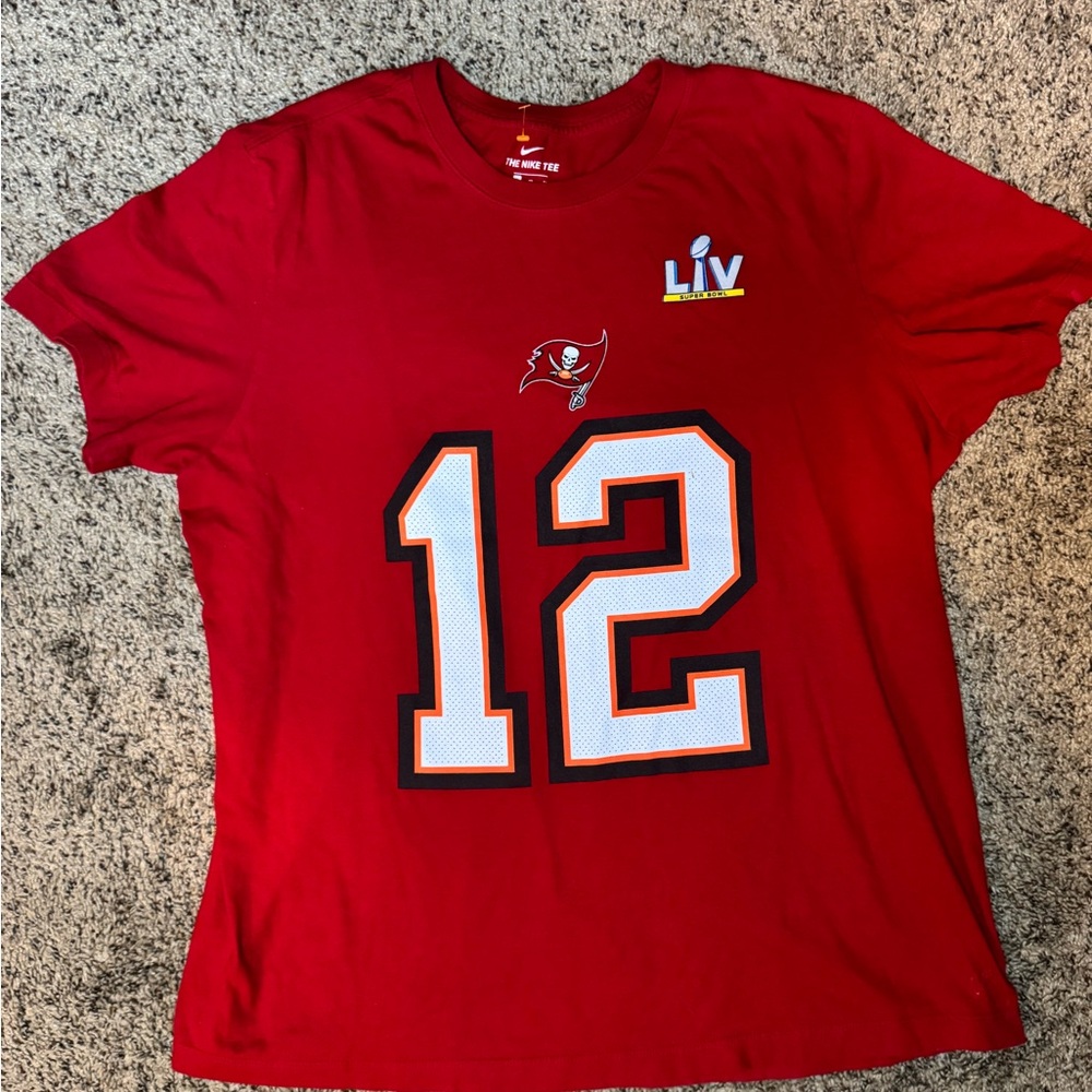 NIKE TAMPA BAY BUCS TOM BRADY 12  XL RED Super Bowl T-SHIRT